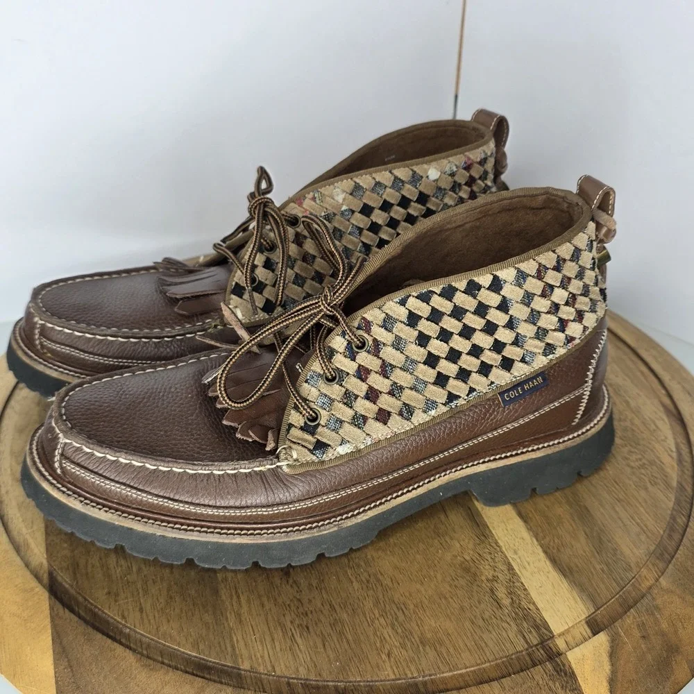 Cole Haan‎ x Pendleton Woven Leather Chukka Boots Kiltie Tassel Lug Sole Men 8.5